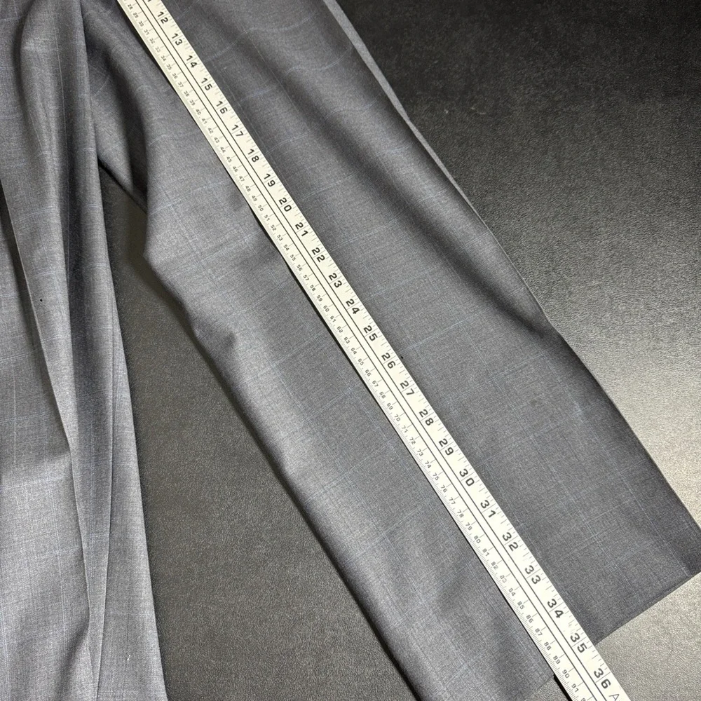Hart‎ Schaffner Marx Mens Wool Plaid Dress Pants Trousers 36x35 Gray Blue